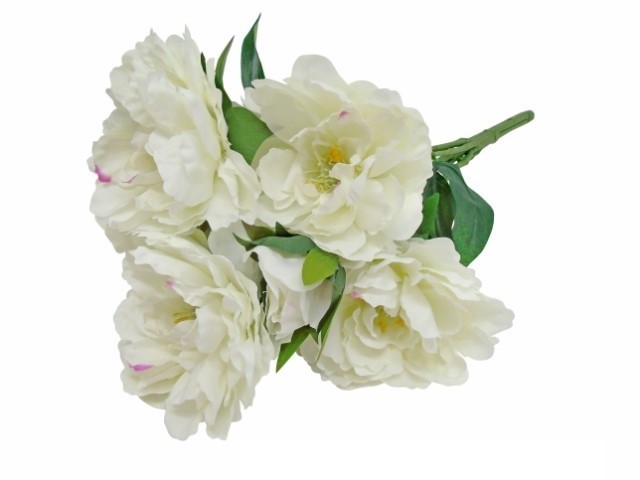 FLOR ARTIFICIAL -RAMO PEONIAS COR BRANCO 53CM - 3 Flores