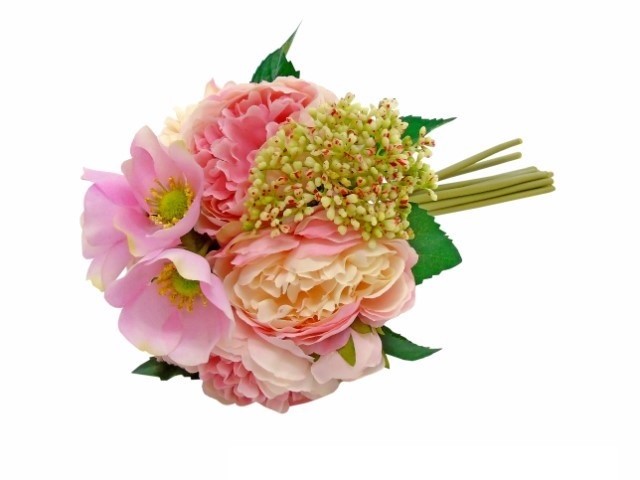 FLOR ARTIFICIAL -RAMO PEONIAS COR ROSA 30CM - 3 Flores